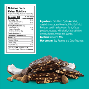 No Sugar Keto Krax Dark Chocolatey Almond & Coconut - 2x 245g bags = 490g