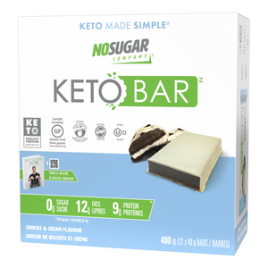 No Sugar Keto Bar Cookies and Cream - 12 Bars, 40g (1.41oz) per Bar