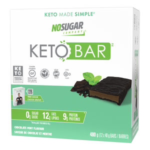 no sugar mint flavoured keto bar gluten-free, plant based, non-gmo, kosher.