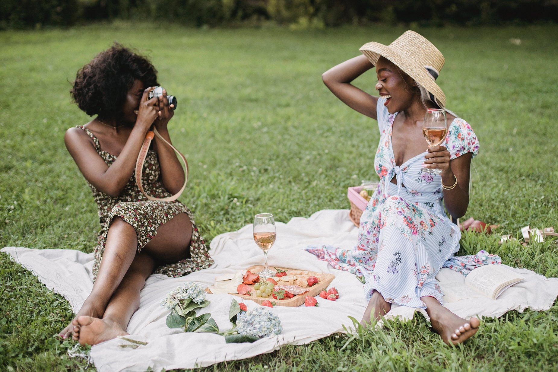 Two women having a picnic