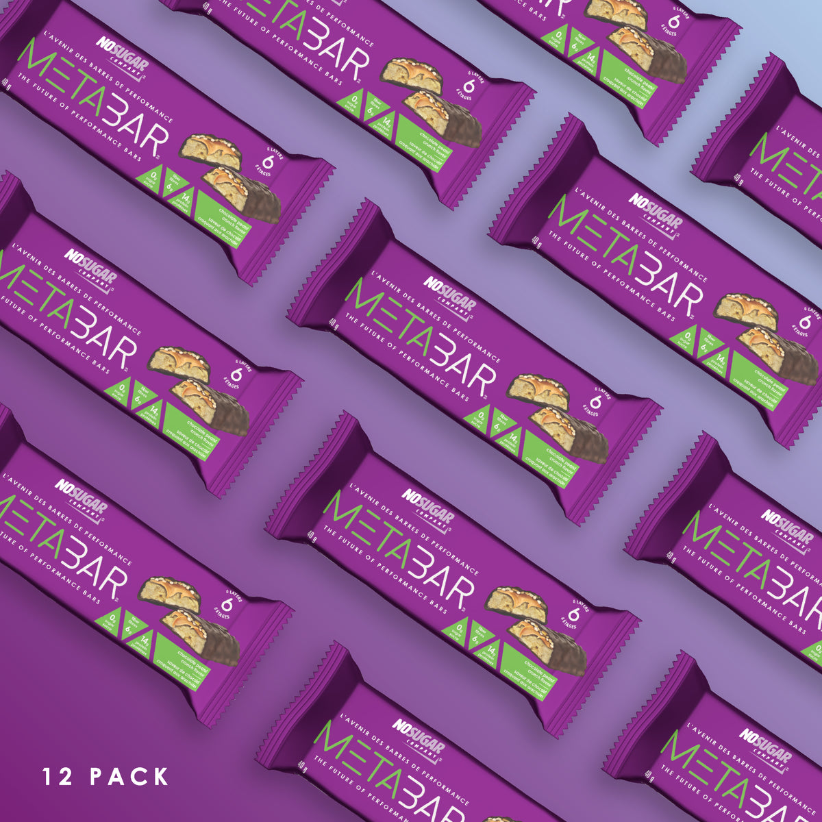 No Sugar METABAR Chocolate Peanut Crunch - 12 bars, 40g (1.41oz) per Bar