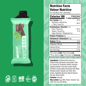 No Sugar Keto Bar Chocolate Mint 12ct (New Look!)
