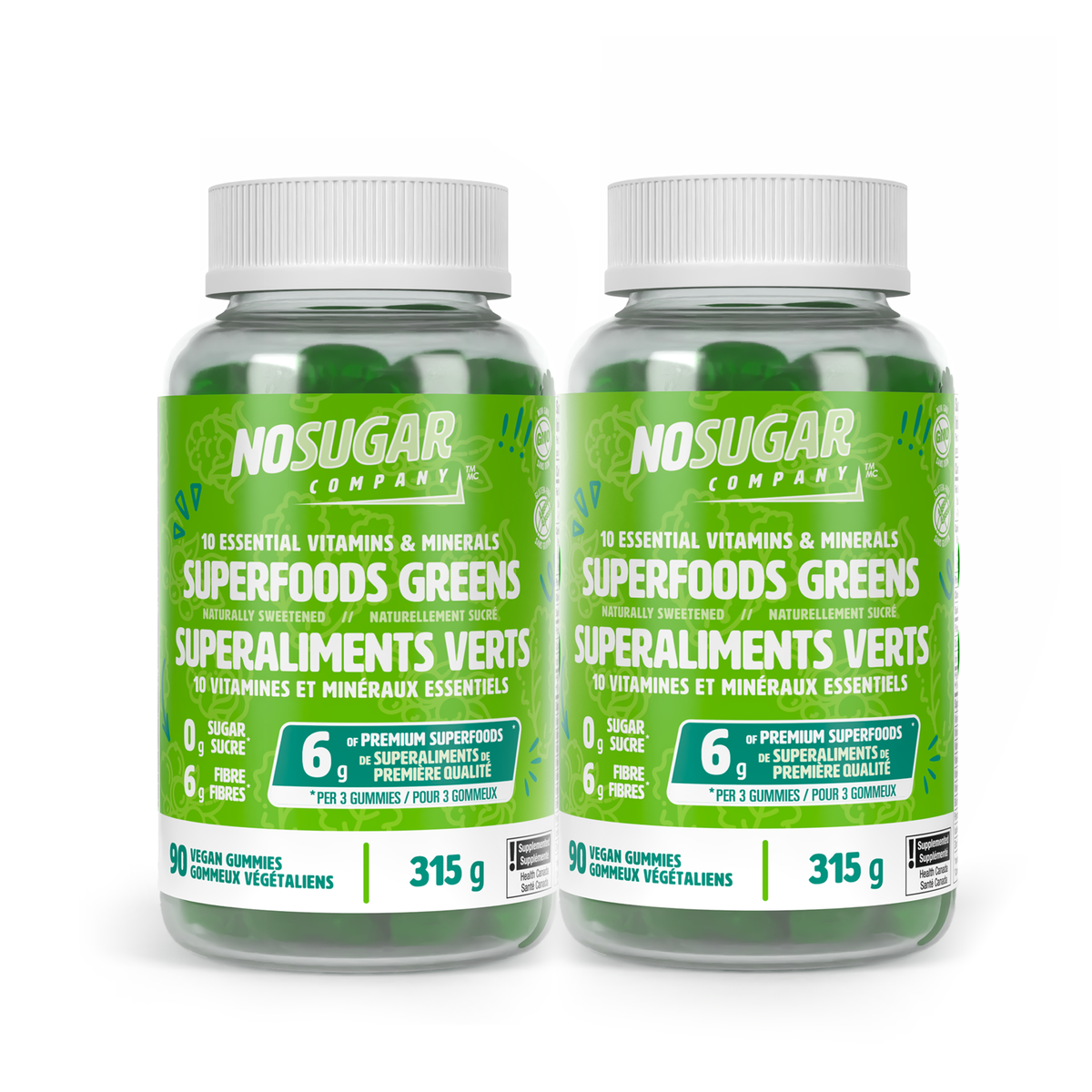NEW! No Sugar Supergreens Gummies - 2x pack