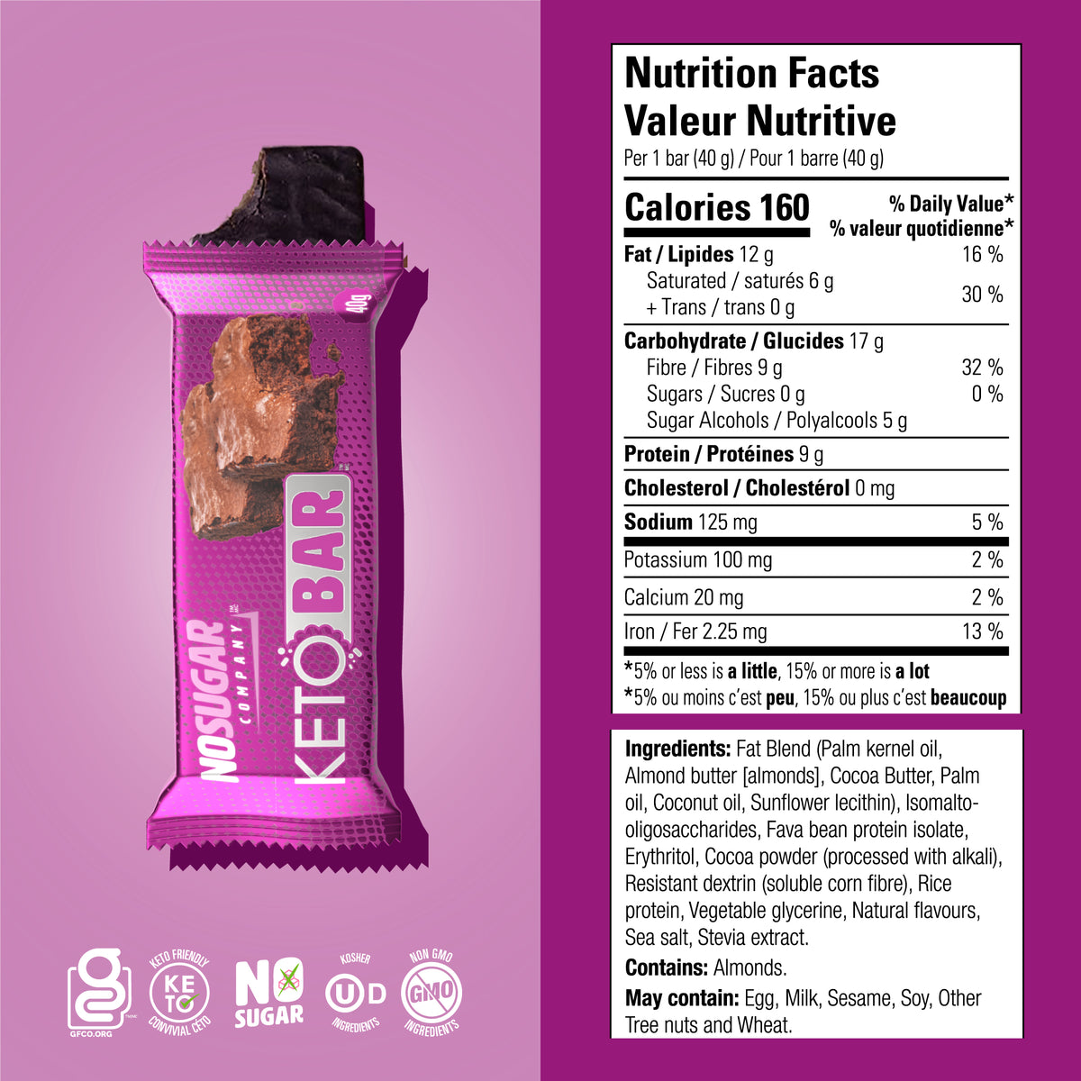 No Sugar Keto Bar Chocolate Fudge Brownie 12ct (New Look!)