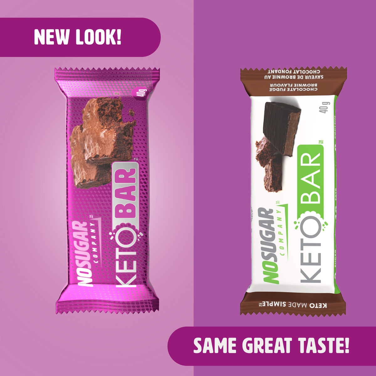 No Sugar Keto Bar Chocolate Fudge Brownie 12ct (New Look!)