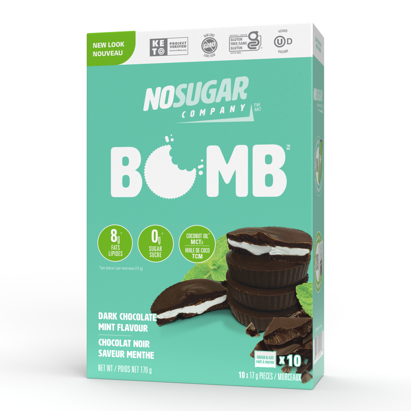 No Sugar Keto Bomb Dark Chocolate Mint - 10 Bombs