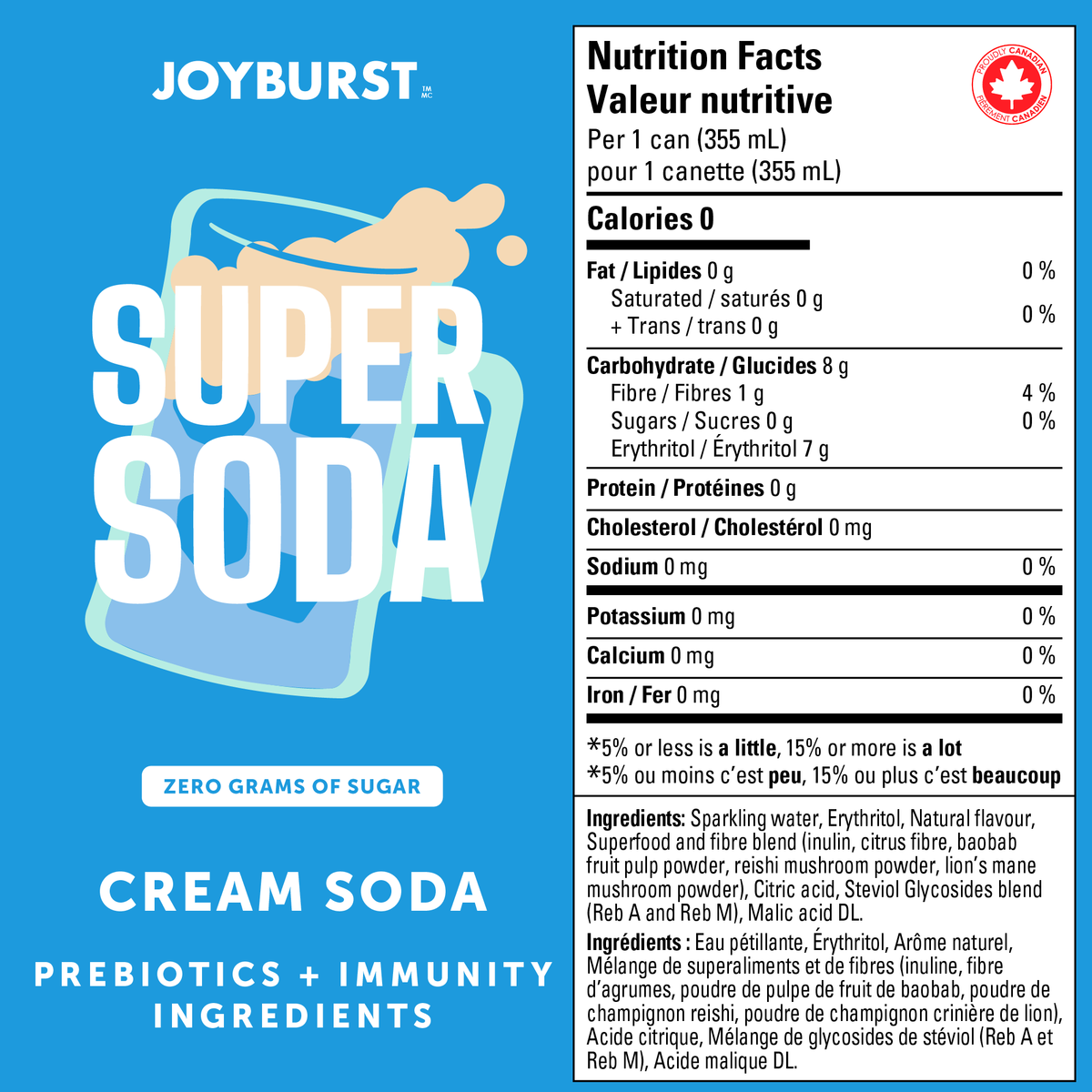 Joyburst Super Soda -  Cream Soda 12 pack (3x4ct)