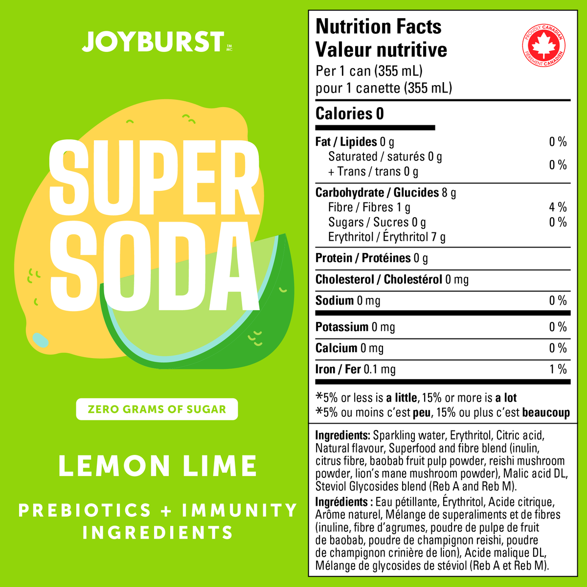 Joyburst Super Soda -  Lemon-Lime 12 pack (3x4ct)