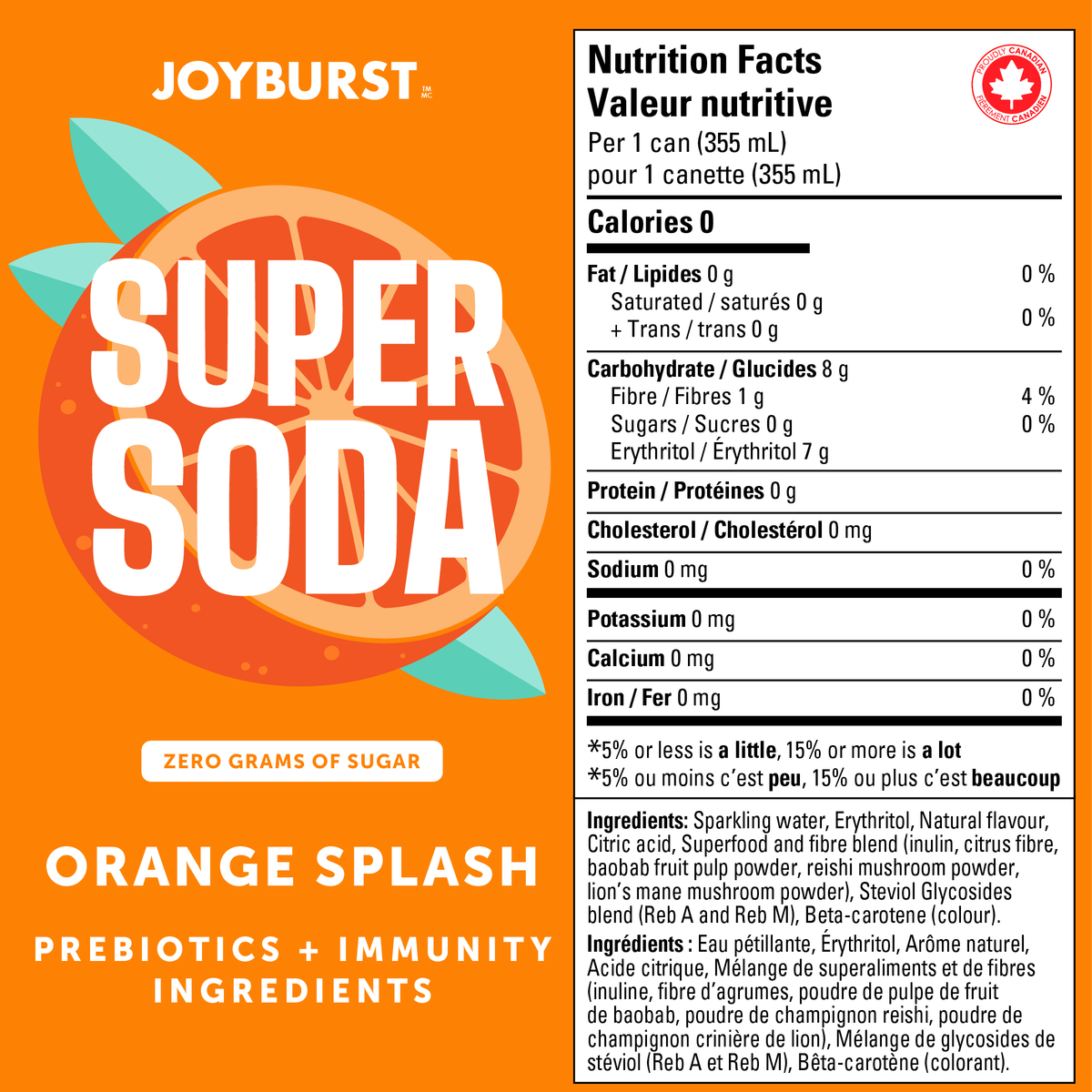Joyburst Super Soda - Orange Splash 12 pack (3x4ct)