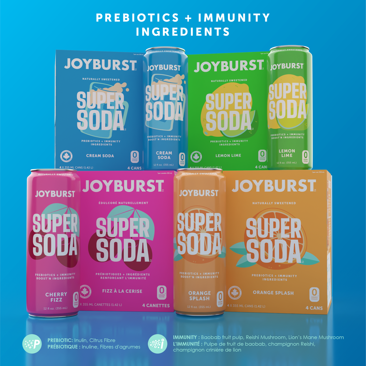 Joyburst Super Soda -  Cream Soda 12 pack (3x4ct)