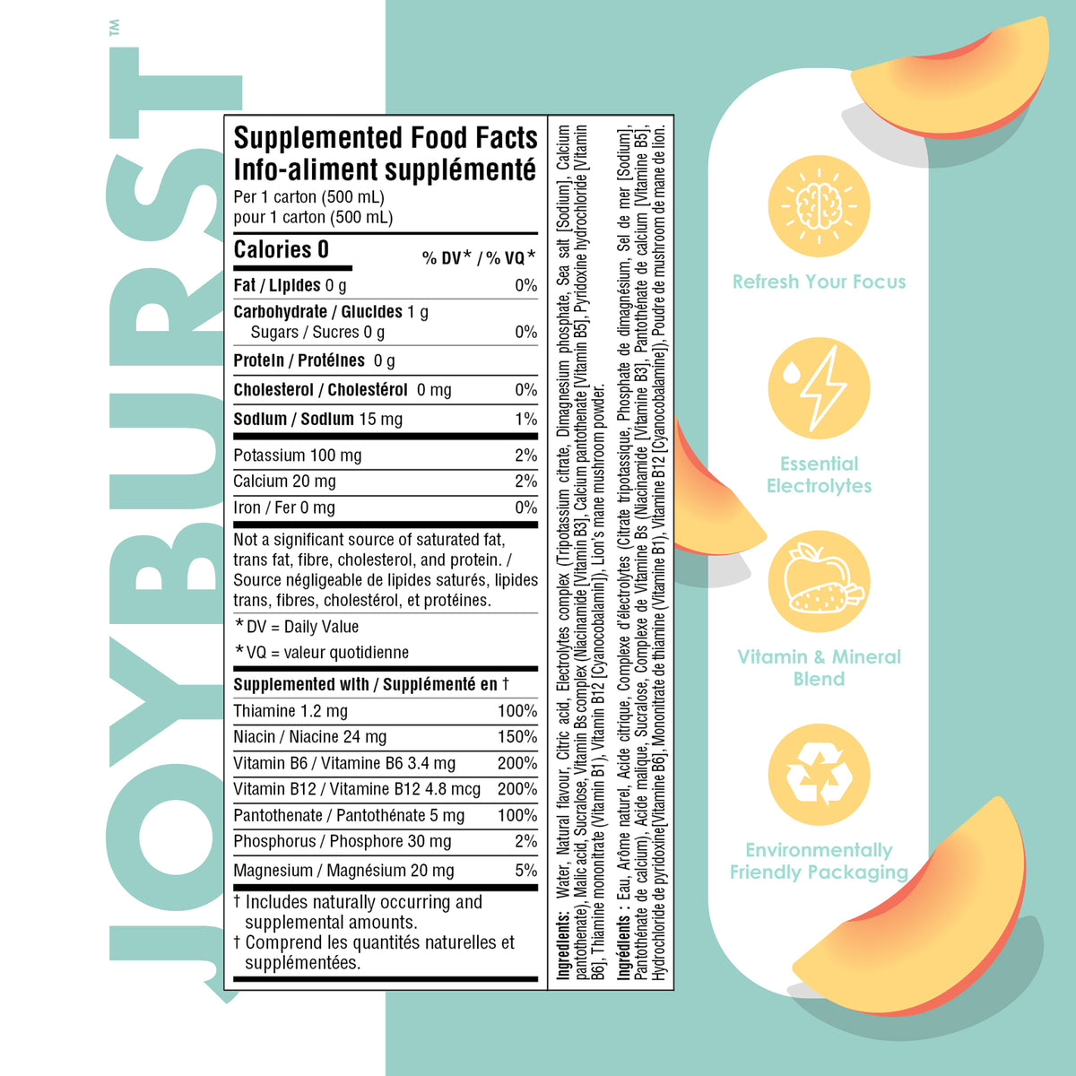 Joyburst Renew Hydration Peach - 12pk