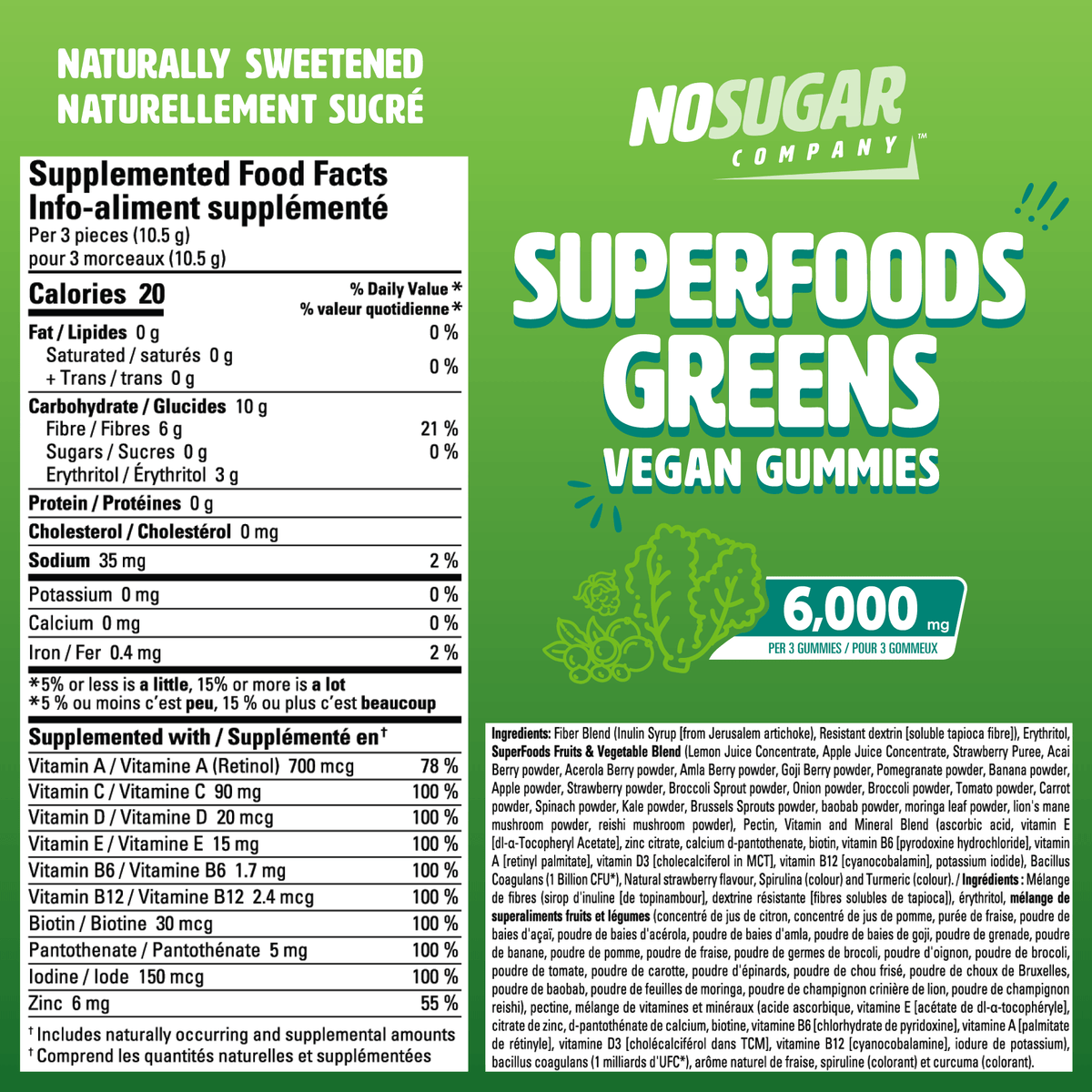 NEW! No Sugar Supergreens Gummies - 2x pack