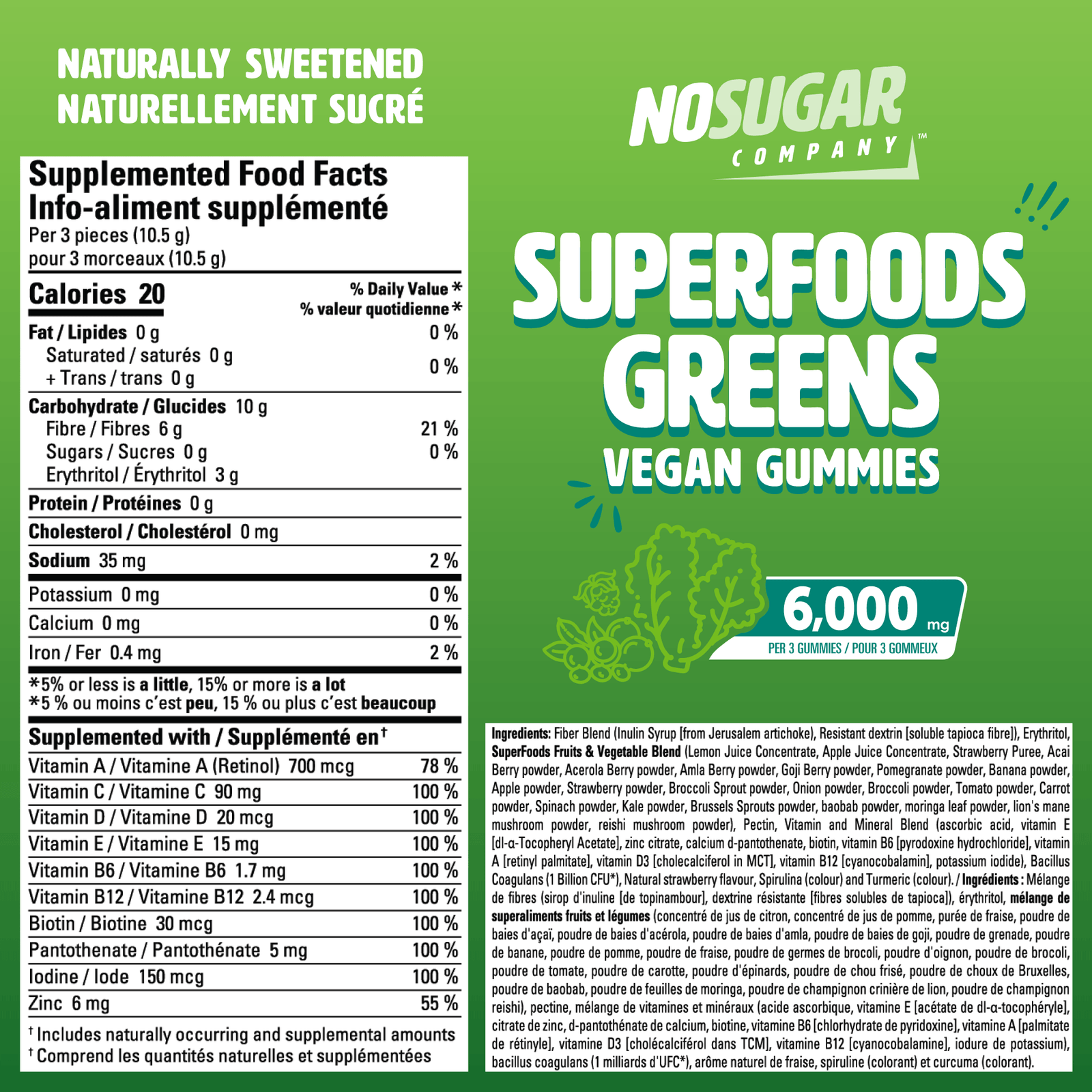 NEW! No Sugar Supergreens Gummies - 2x pack