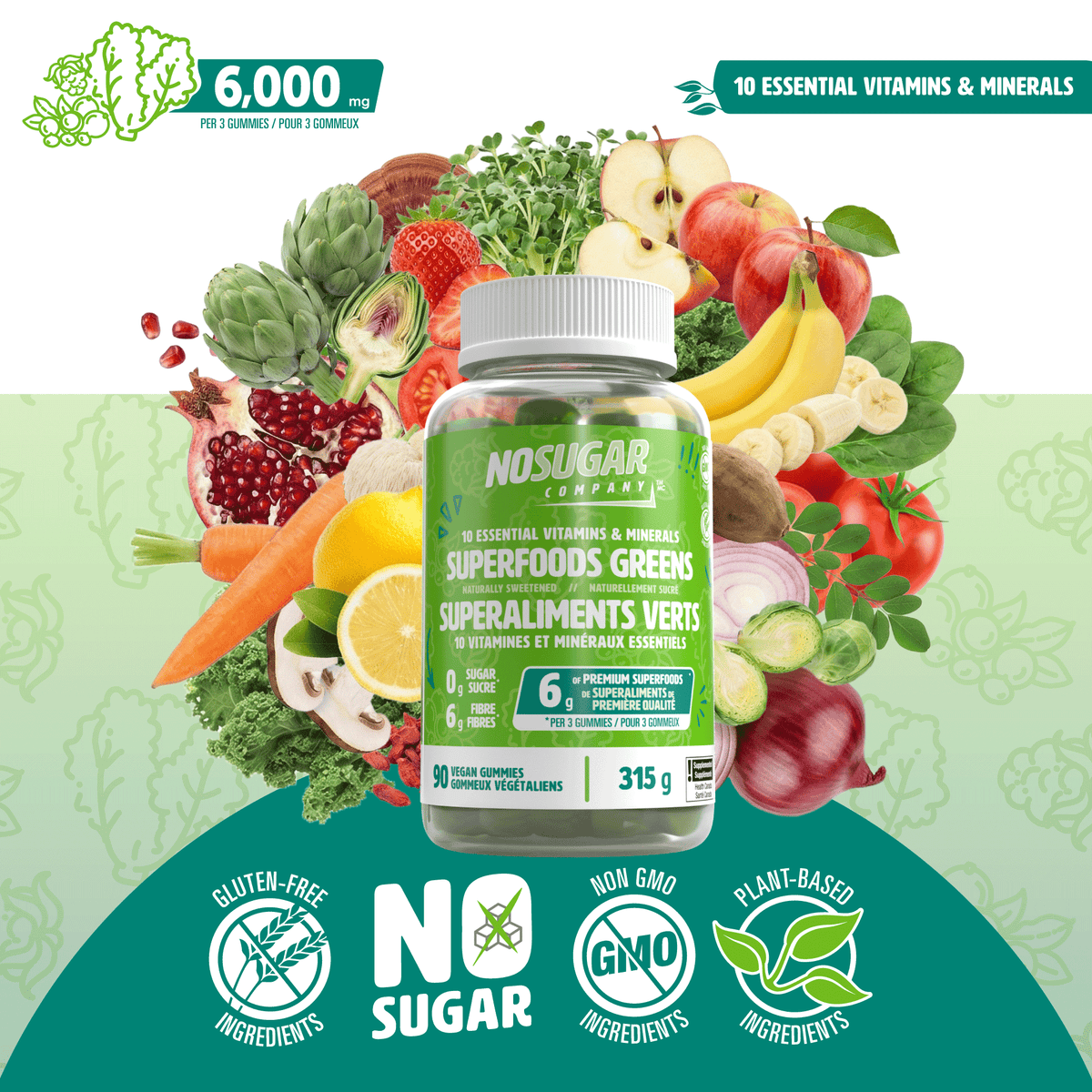 NEW! No Sugar Supergreens Gummies - 2x pack