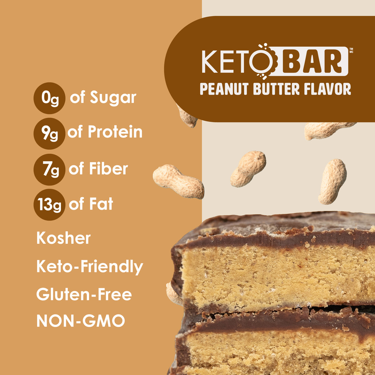 No Sugar Keto Bar Chocolate Peanut Butter - 12 Bars