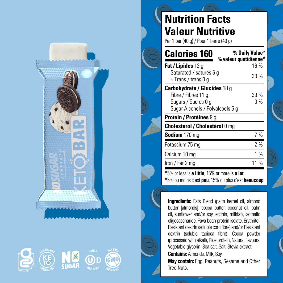 No Sugar Keto Bar Cookies and Cream (New Look!)