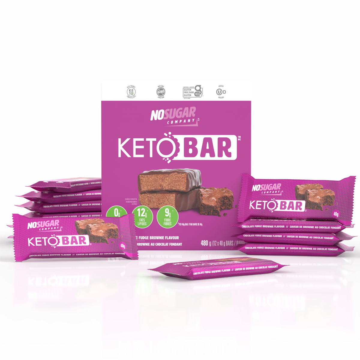 No Sugar Keto Bar Chocolate Fudge Brownie 12ct (New Look!)