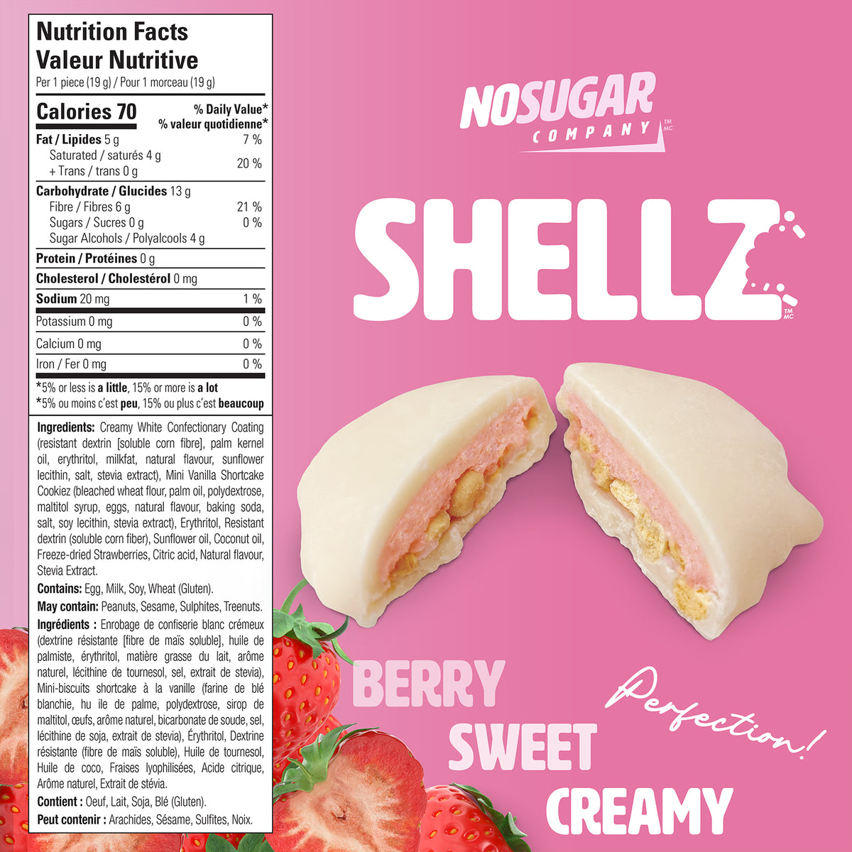 No Sugar Shellz Strawberry Shortcake - 570g