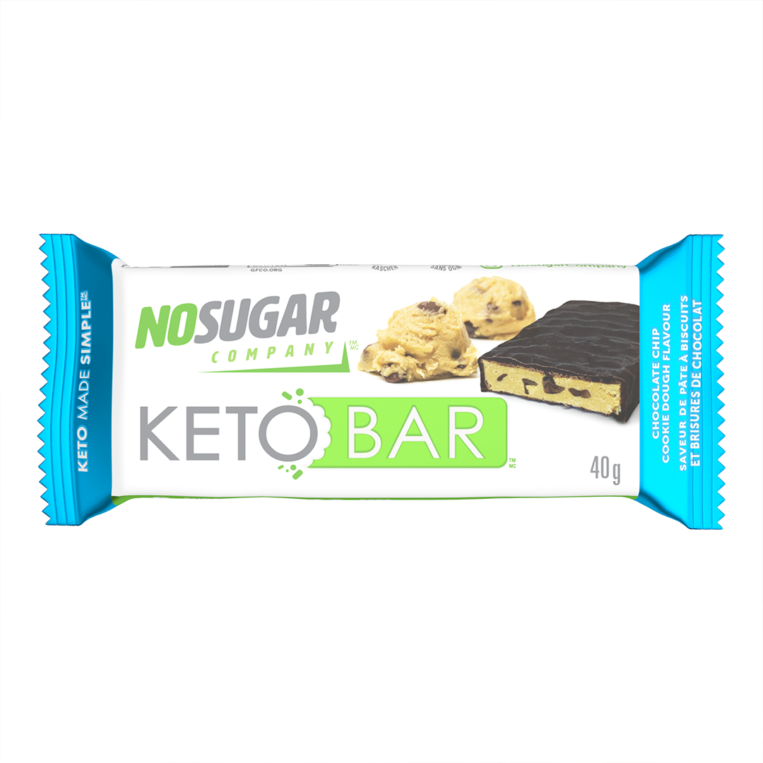 No Sugar Keto Bar Chocolate Chip Cookie Dough - 12 Bars, 40g (1.41oz) per Bar