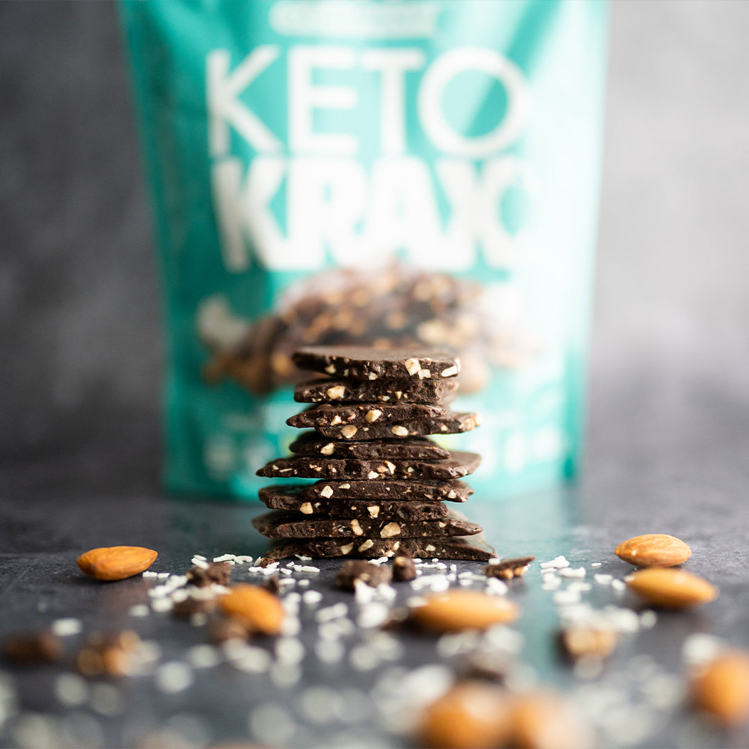 No Sugar Keto Krax Dark Chocolatey Almond & Coconut - 2x 245g bags = 490g