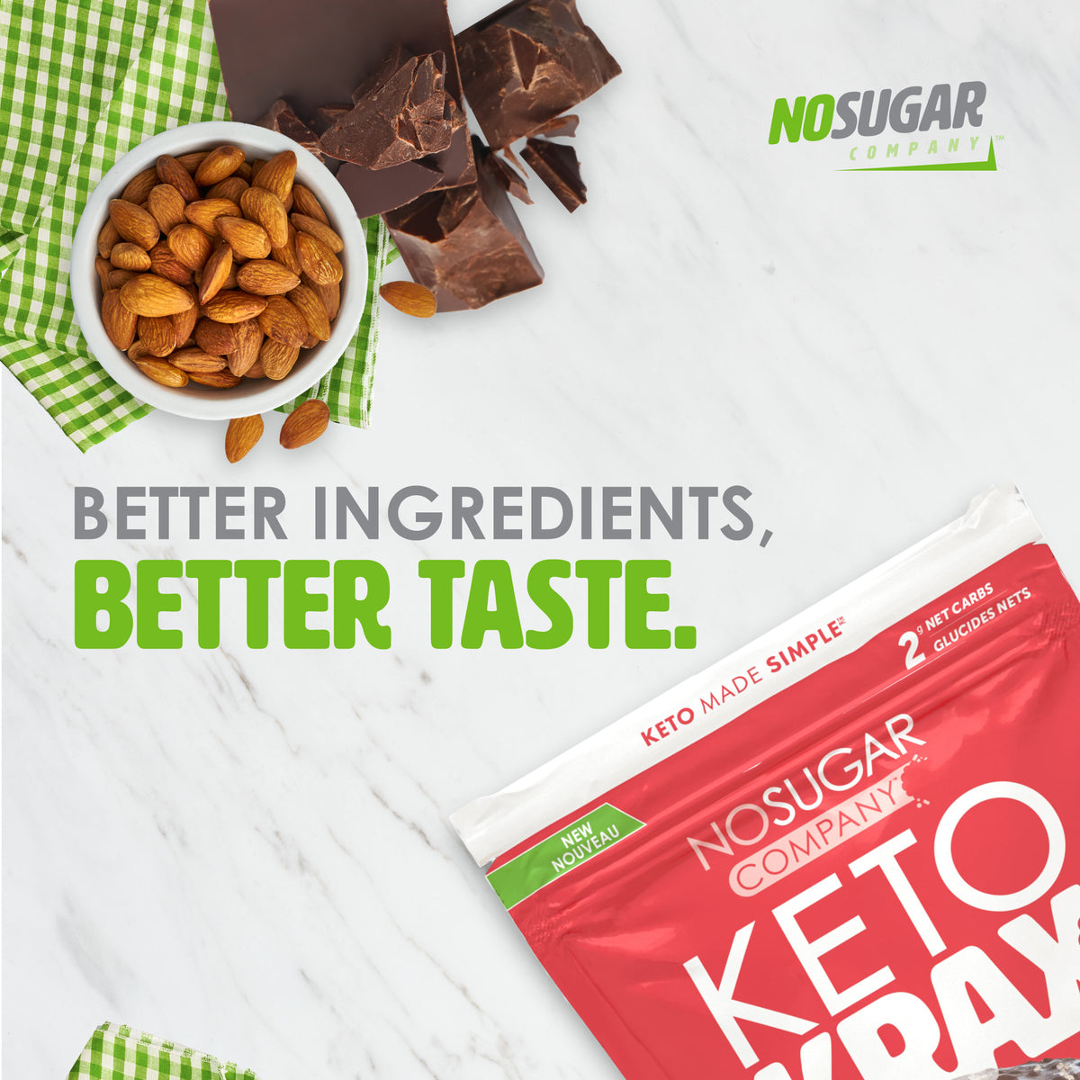 No Sugar Keto Krax Dark Chocolatey Sea Salt & Almonds - 2x 245g bags = 490g