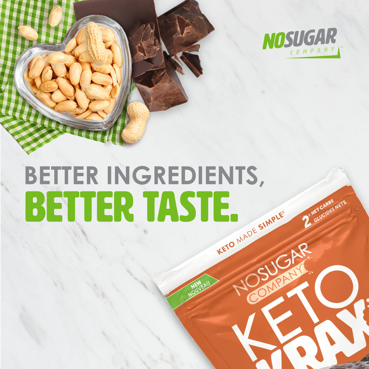 No Sugar Keto Krax Dark Chocolatey Peanut Crunch - 2x 245g bags = 490g