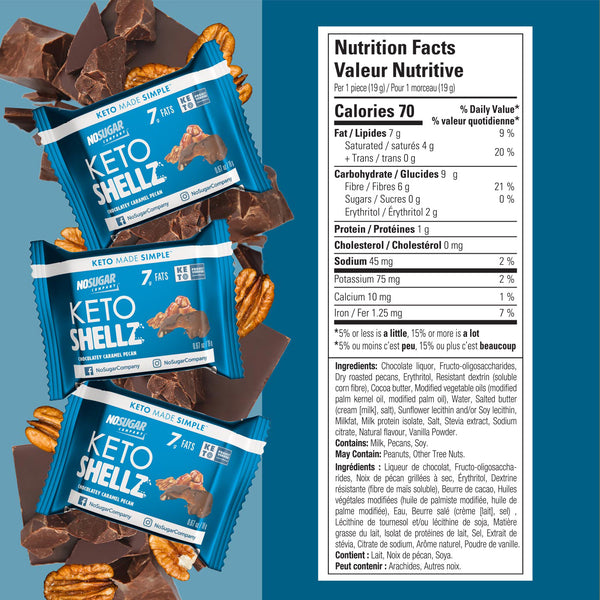 No Sugar Keto Shellz Chocolatey Caramel Pecan - 25 pieces