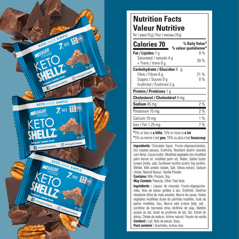 Shellz Chocolate Caramel Pecan Keto Shellz | The No Sugar Company