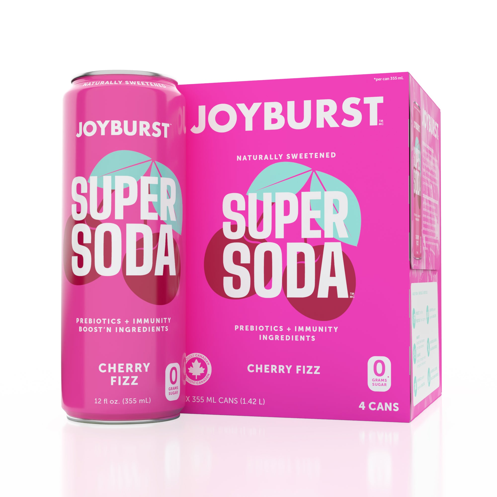 Joyburst Super Soda - Cherry Fizz 12 pack (3x4ct) - No Sugar Company