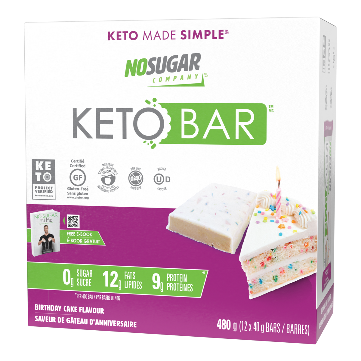 No Sugar Keto Bar Birthday Cake - 12 Bars, 40g (1.41oz) per Bar - No Sugar  Company