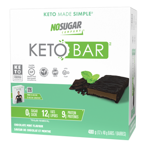 no sugar mint flavoured keto bar gluten-free, plant based, non-gmo, kosher. 