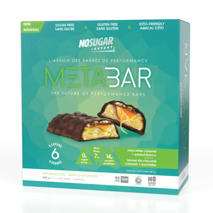 No Sugar METABAR Chocolate Caramel and Peanut Flavour - 12 bars, 40g (1.41oz) per Bar